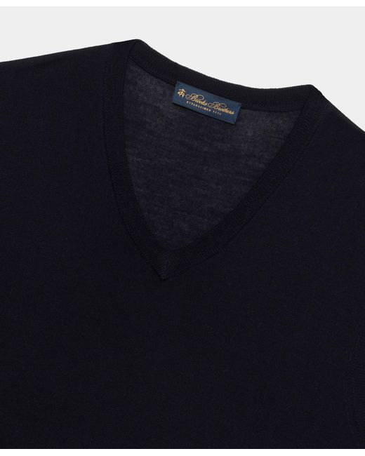 Brooks Brothers Blue Merino Wool Sweater Vest for men