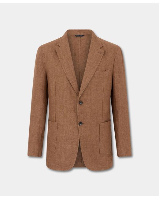 Brooks Brothers Brown Herringbone Linen Blazer for men