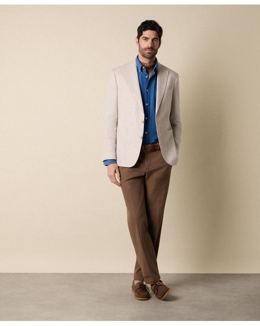 Brooks Brothers White Pied De Poule Linen-Wool Blazer for men