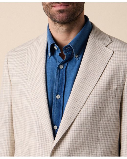 Brooks Brothers White Pied De Poule Linen-Wool Blazer for men