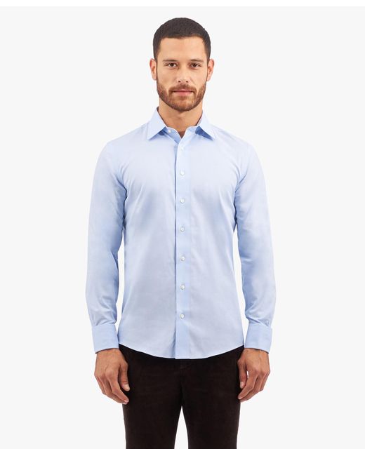Brooks Brothers Blue Light Slim Fit Non-Iron Stretch Cotton Dress Shirt With Ainsley Collar for men