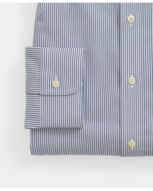 Brooks Brothers Blue Regular Fit Non-Iron Oxford Pinpoint Stretch Supima Shirt With Button Down Collar for men