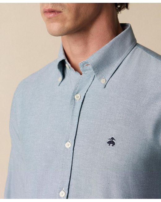 Brooks Brothers Blue Slim Fit Oxford Shirt With Button Down Collar for men