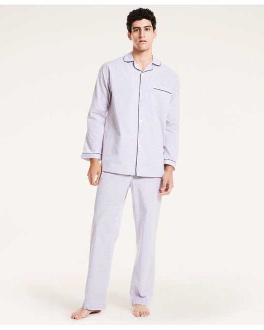 Brooks Brothers Plaid Cotton Broadcloth Pajamas in Red for Men Lyst