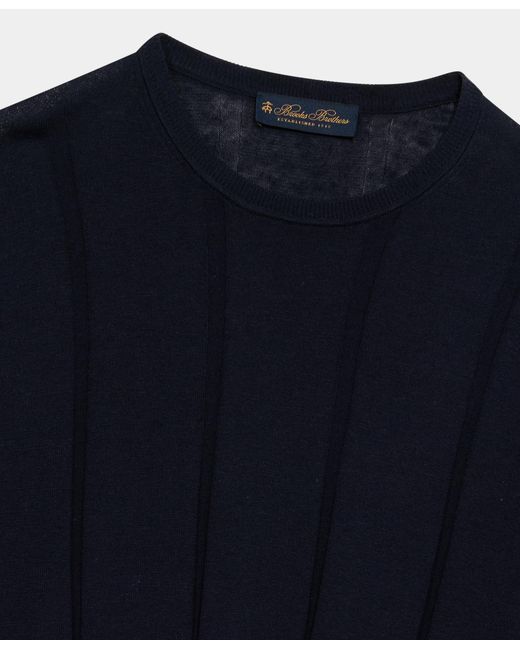 Brooks Brothers Blue Crewneck Cotton-Linen Sweater for men