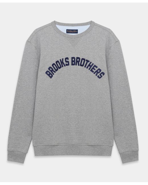 Brooks Brothers Gray Cotton Sweatshirt With Extended Logo Print for men