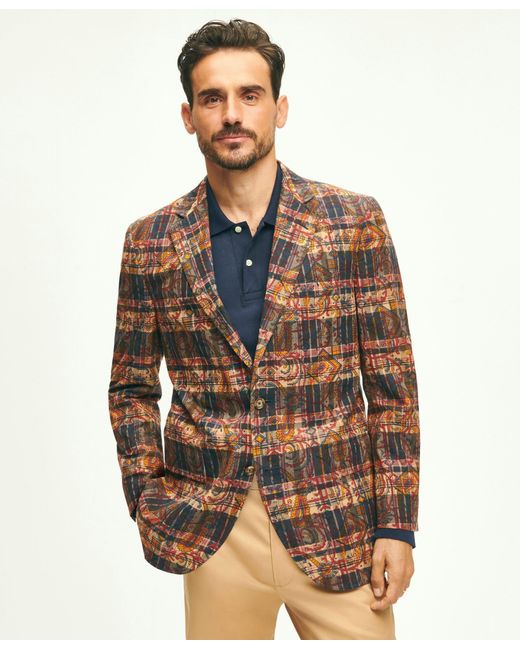 Brooks Brothers Brown The No. 1 Sack Sport Coat In Cotton Madras, Traditional Fit for men