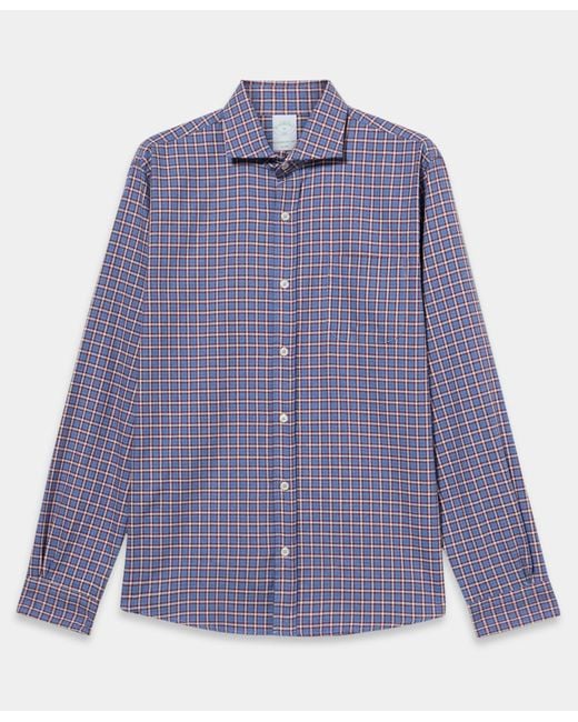 Camisa De Franela De Algodón A Cuadros Slim Fit Con Cuello Spread Brooks Brothers de hombre de color Purple