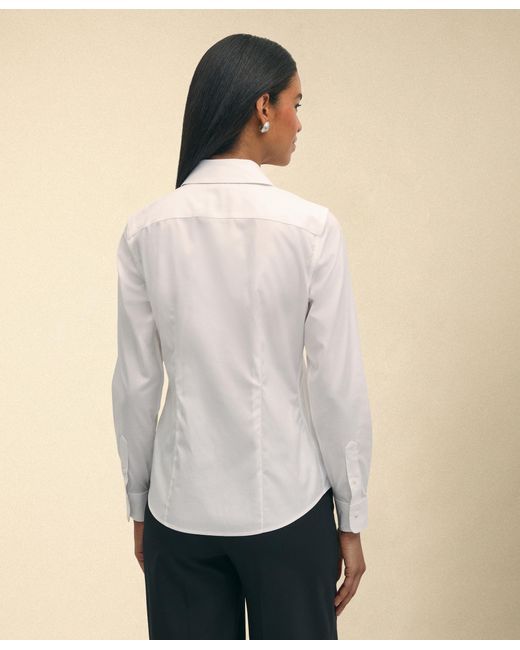 Brooks Brothers White Classic-fit Non-iron Stretch Supima Cotton Dress Shirt