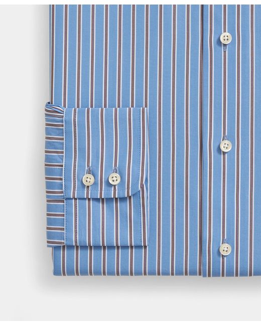 Brooks Brothers Blue Thomas Mason Striped Regular Fit Cotton Shirt With Ainsley Collar for men