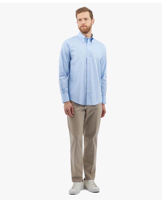 Light Blue Regular Fit Non-iron Stretch Supima Cotton Twill Dress Shirt With Button Down Collar Brooks Brothers de hombre