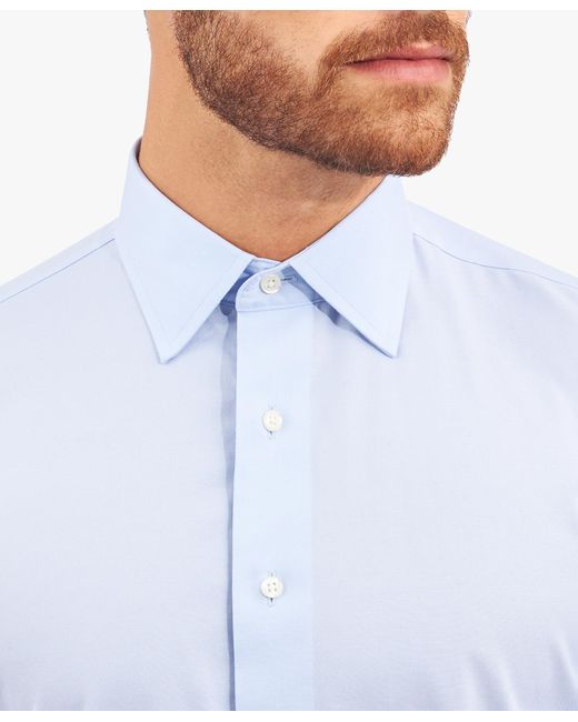 Brooks Brothers Blue Light Slim Fit Non-Iron Stretch Cotton Dress Shirt With Ainsley Collar for men
