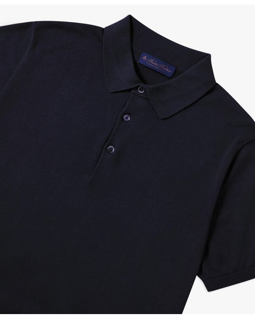Navy Silk-cashmere Blend Polo Shirt di Brooks Brothers in Blue da Uomo