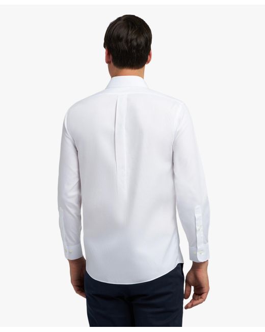 Brooks Brothers White Slim Fit Non-Iron Oxford Pinpoint Shirt With Ainsley Collar for men