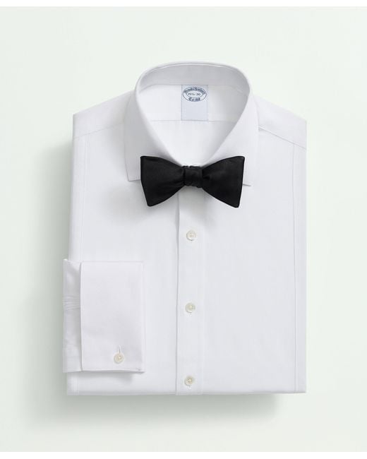 Brooks Brothers White Supima Cotton Poplin English Collar, Pique Bib Tuxedo Shirt for men