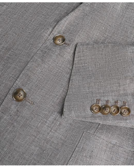 Herringbone Design Linen Blazer di Brooks Brothers in Gray da Uomo