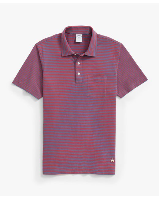Brooks Brothers Vintage Poloshirt Aus Gewaschener Baumwolle Mit Blauen Und Dunkelroten Feeder-streifen in Purple für Herren