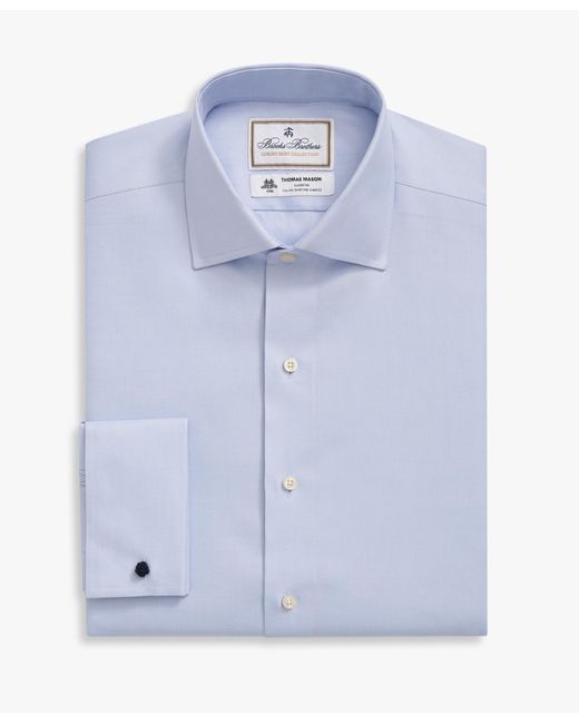 Light Blue Slim Fit Non-iron Cotton Dress Shirt With English Spread Collar Brooks Brothers de hombre