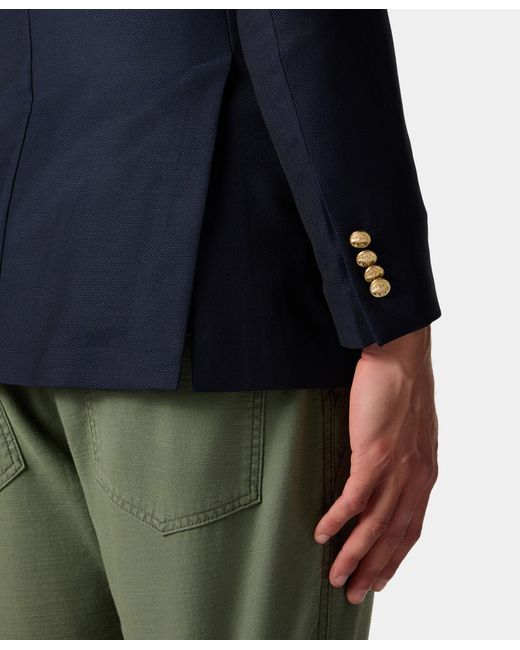 Brooks Brothers Blue Virgin Wool Hopsack Blazer for men