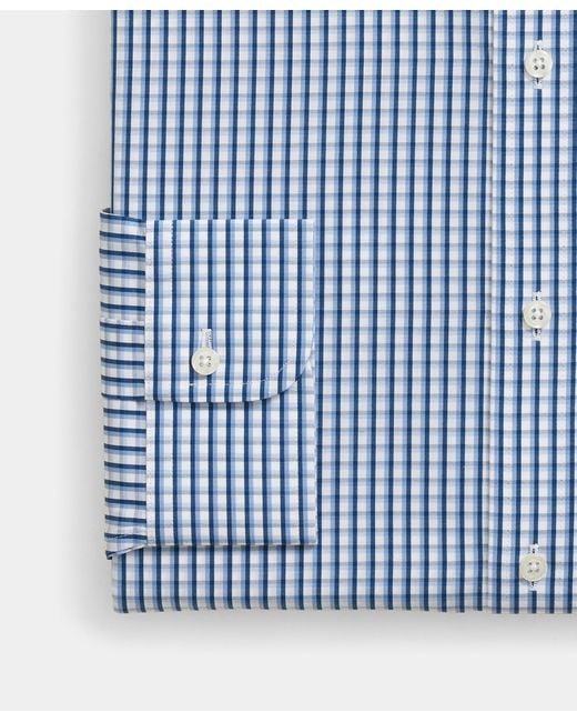 Brooks Brothers Blue Regular Fit Regenerative Cotton Checked Shirt With Ainsley Collar for men
