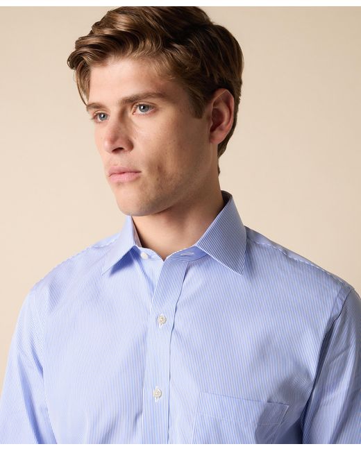 Brooks Brothers Blue Regular Fit Striped Cotton Shirt With Ainsley Collar for men