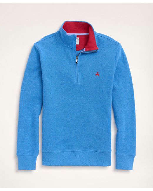 Brooks Brothers Blue Ribbed French Terry Half-zip for men