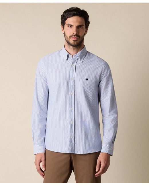 Brooks Brothers White Slim Fit Oxford Shirt With Button Down Collar for men