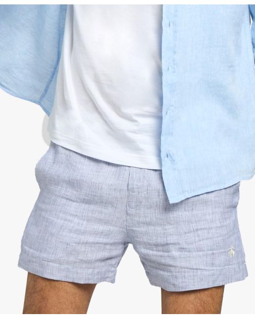 Brooks Brothers Marineblaue Leinen-shorts in Blue für Herren