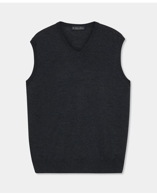 Brooks Brothers Blue Merino Wool Sweater Vest for men