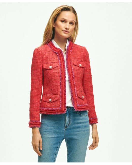 Brooks Brothers Red Boucle Tweed Jacket