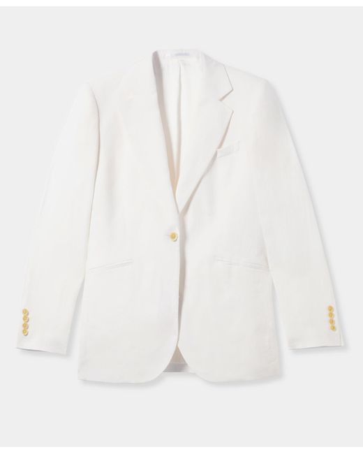 Brooks Brothers White Irish Linen Single-Breasted Blazer