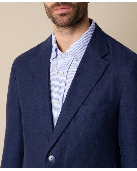 Brooks Brothers Blue Plain Linen Blazer for men