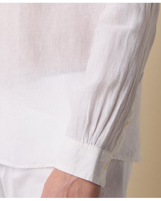 Brooks Brothers White Slim Fit Linen Shirt With Button Down Collar for men