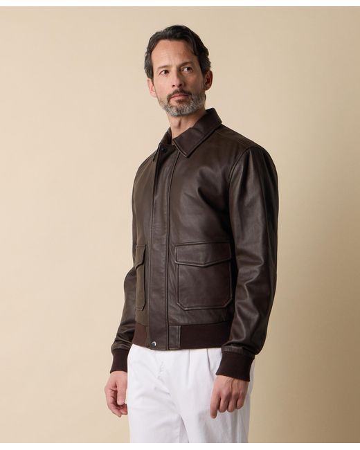 Brooks Brothers Gray Leather Jacket for men