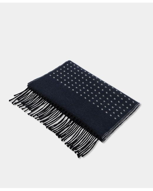 Brooks Brothers Blue Polka Dot Wool Scarf for men