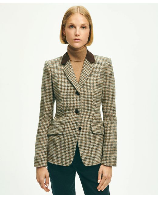 Brooks Brothers Green Wool Tweed Houndstooth Riding Jacket