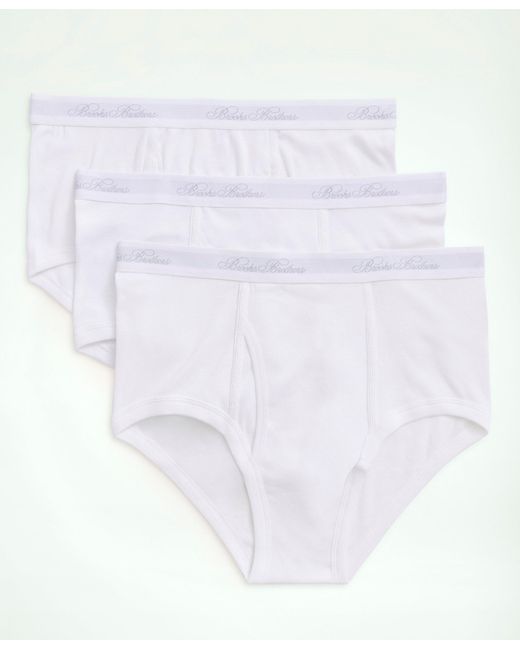Brooks Brothers White Supima Cotton Briefs-3 Pack for men