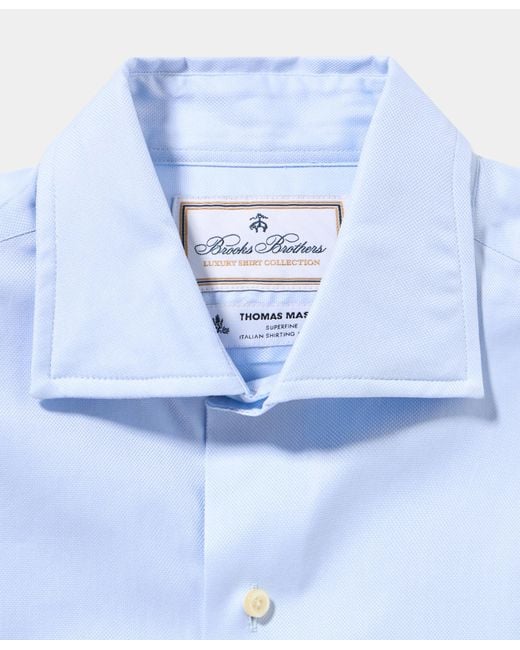 Brooks Brothers Blue Thomas Mason Regular Fit Shirt With English Spread Collar for men