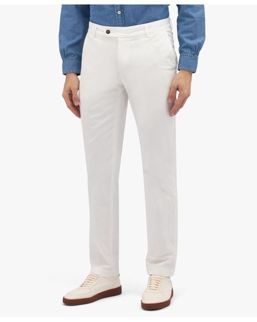 Pantalone Chino Bianco In Cotone Elasticizzato di Brooks Brothers in White da Uomo