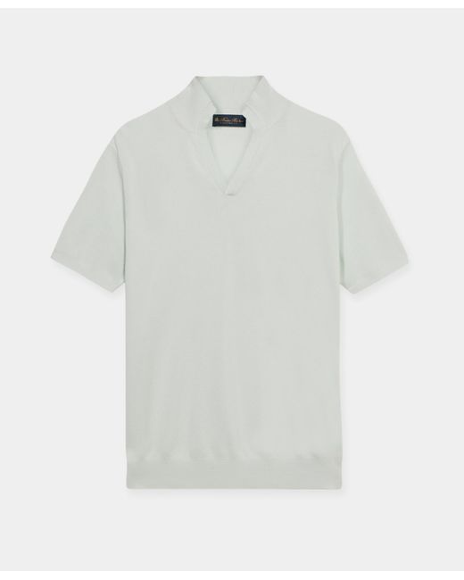 Brooks Brothers White Open Collar Piqué Knit Polo for men