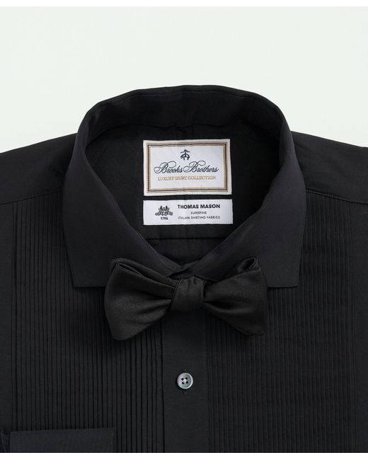 Brooks Brothers Black X Thomas Mason Cotton English Collar, Swiss Pleat Front Tuxedo Shirt for men