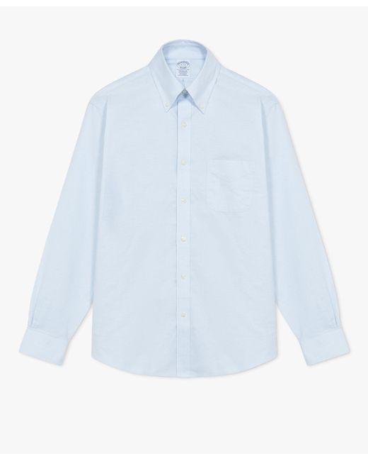 Light Blue Regular Fit Non-iron Stretch Cotton Shirt With Button Down Collar Brooks Brothers de hombre