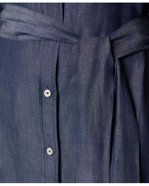 Brooks Brothers Blue Maxi Linen Denim Shirt Dress
