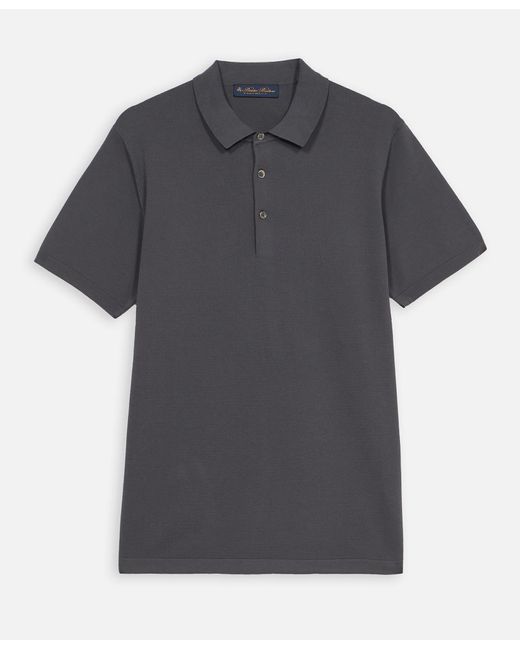 Dark Grey Cotton Polo Shirt Brooks Brothers de hombre de color Black