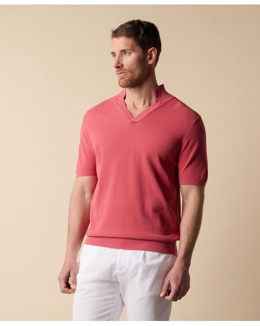 Brooks Brothers Red Open Collar Piqué Knit Polo for men