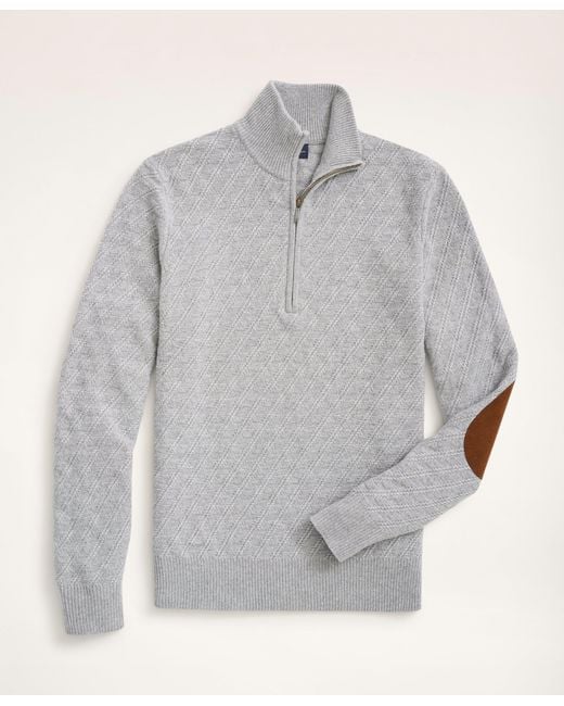 Brooks Brothers Wool Cashmere Diamond Half-zip Sweater in Gray for Men ...