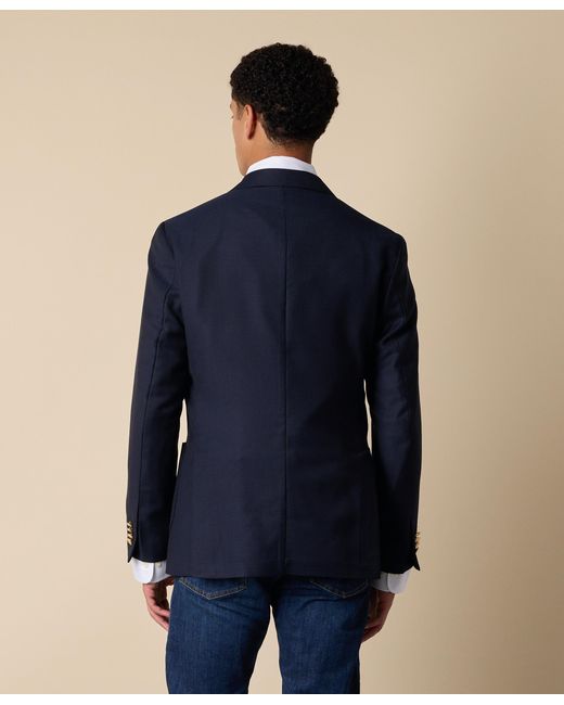 Brooks Brothers Blue Virgin Wool Hopsack Double-Breasted Jacket for men