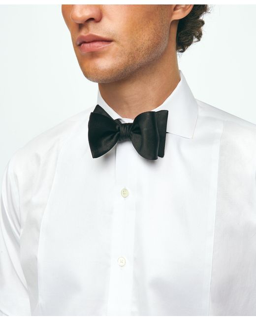 Brooks Brothers White Black Fleece Pique Bib Londoner Collar Tuxedo Shirt In Sea Island Cotton for men