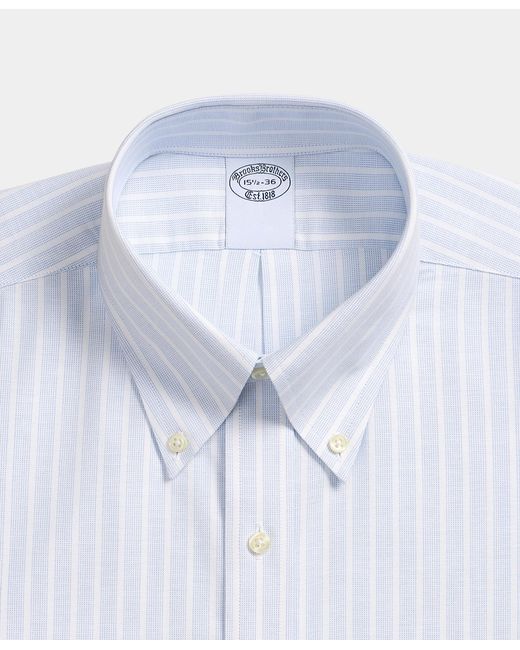 Brooks Brothers Blue Regular Fit Non-Iron Oxford Shirt With Button Down Collar for men