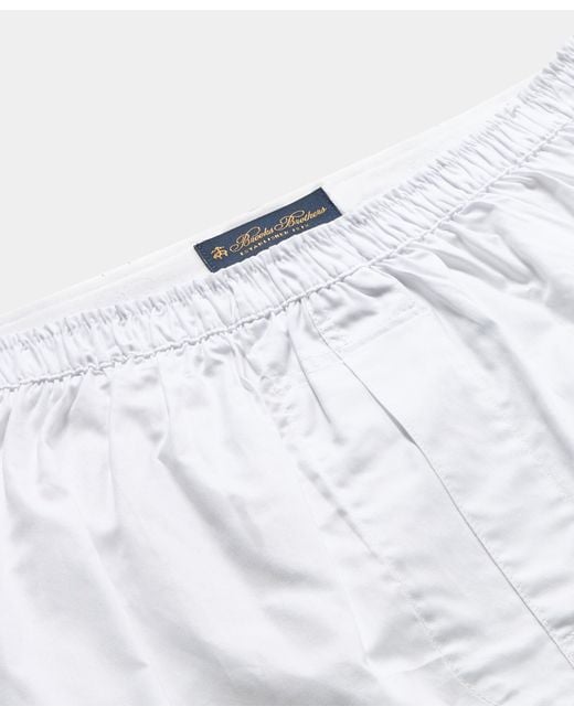Brooks Brothers White Plain Pinpoint Cotton Boxer for men